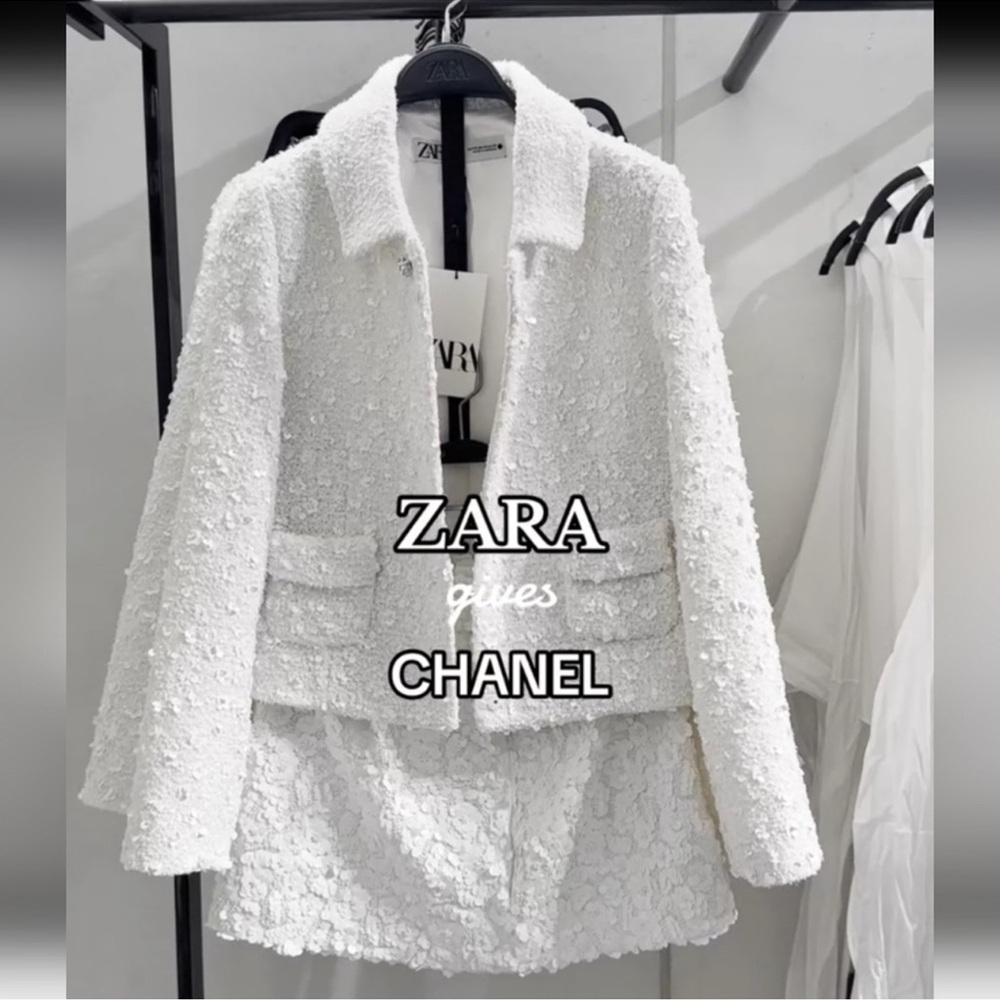 Zara Women's White Sequin Jacket and matching skirt!! NWT size small!